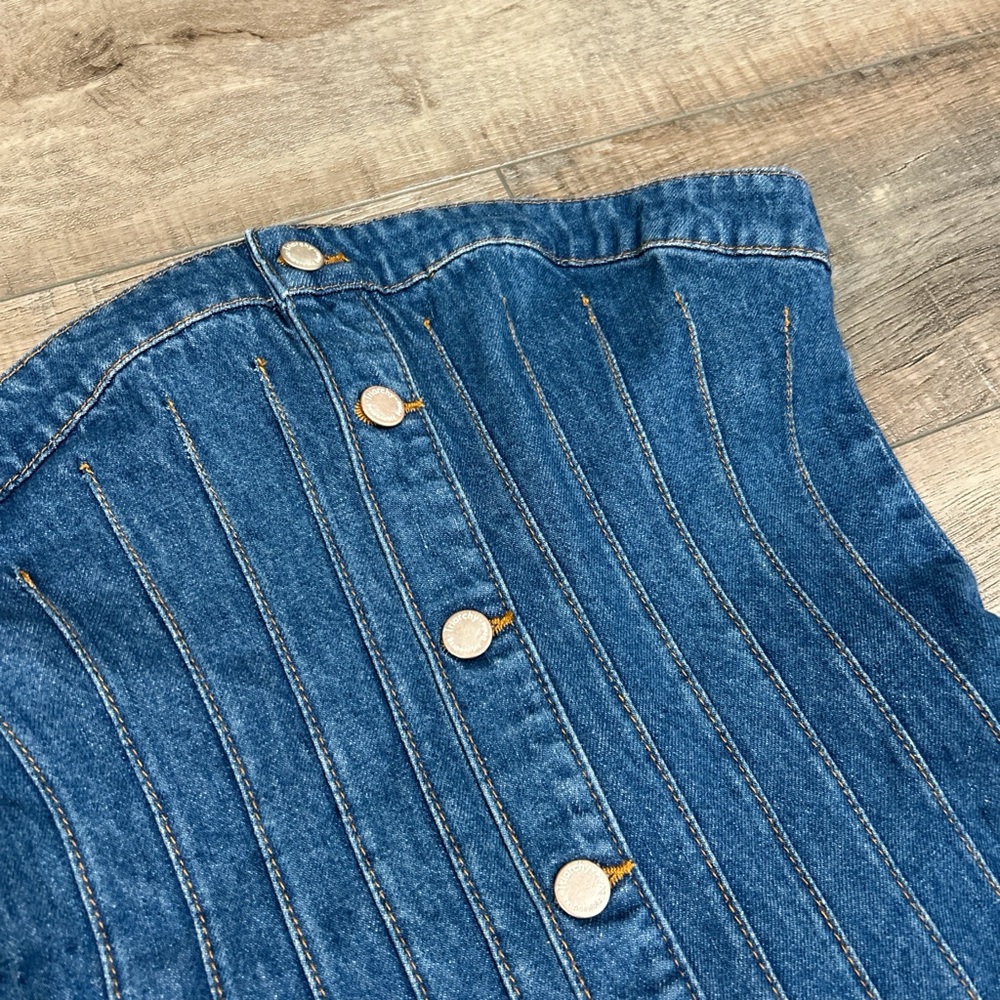Triarchy Victoria denim corset strapless mini dress - Picture 4 of 7